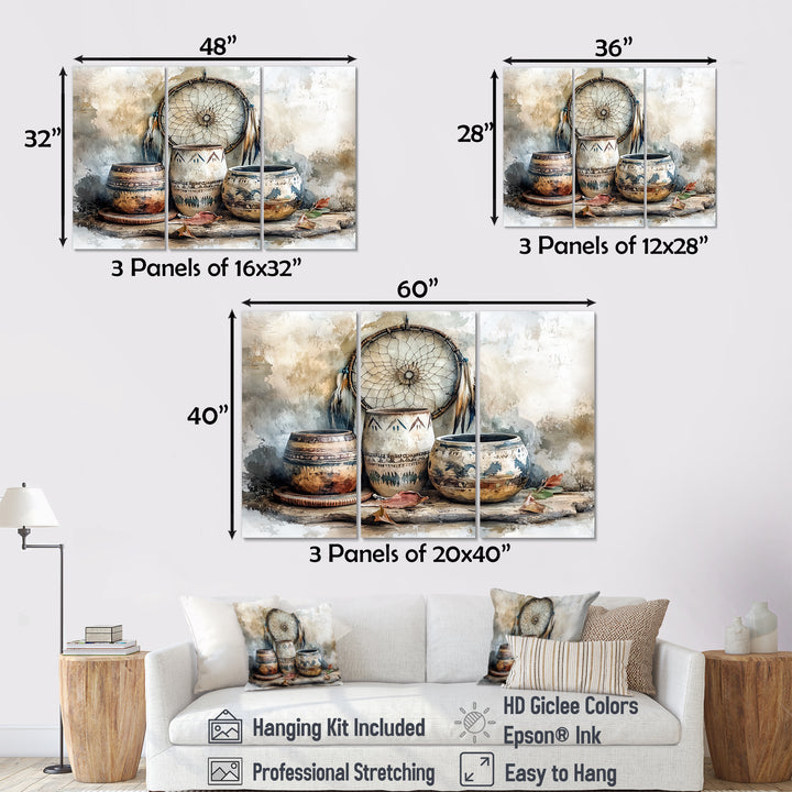 Native Art Pottery Desert Serenity II - Multi-Panel Canvas Prints