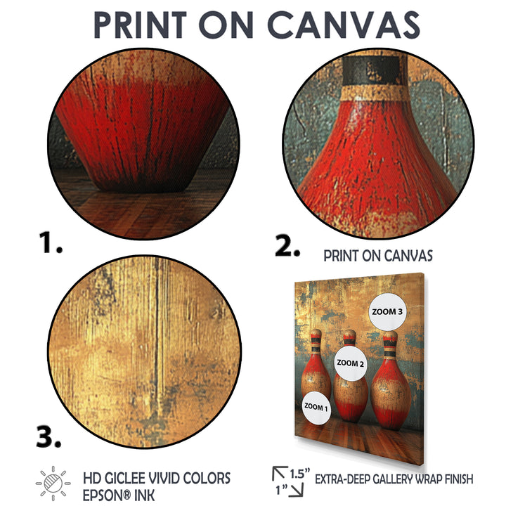 Gold And Red Bowling Perfect Game - Bowling Canvas Wall Art