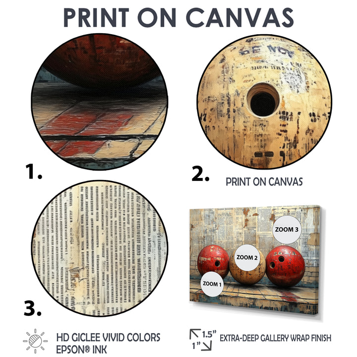 Gold And Red Bowling Perfect Game Glory - Bowling Canvas Wall Art