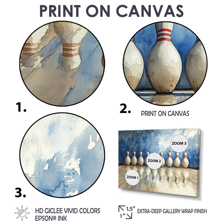 Blue And White Bowling Split Decision - Bowling Canvas Wall Art