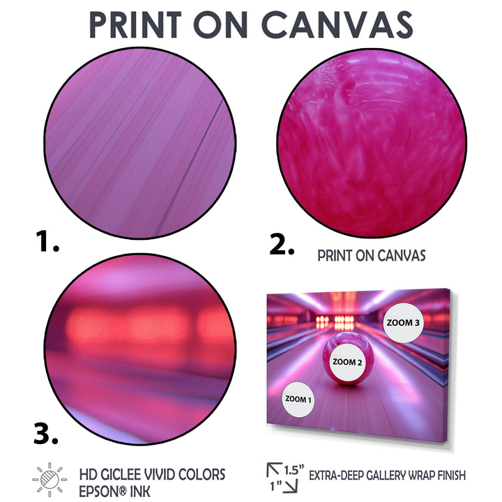 Pink And Purple Bowling Strike Celebration - Bowling Canvas Wall Art
