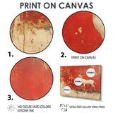 White And Red Deer Chinese Zodiac - Deer Living Room Wall Art