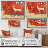 White And Red Deer Chinese Zodiac - Deer Living Room Wall Art