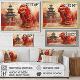 Red And Grey Dragons Lion Dance - Dragons Canvas Wall Art