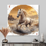 White And Gold Horse - Horse Home Decor Art