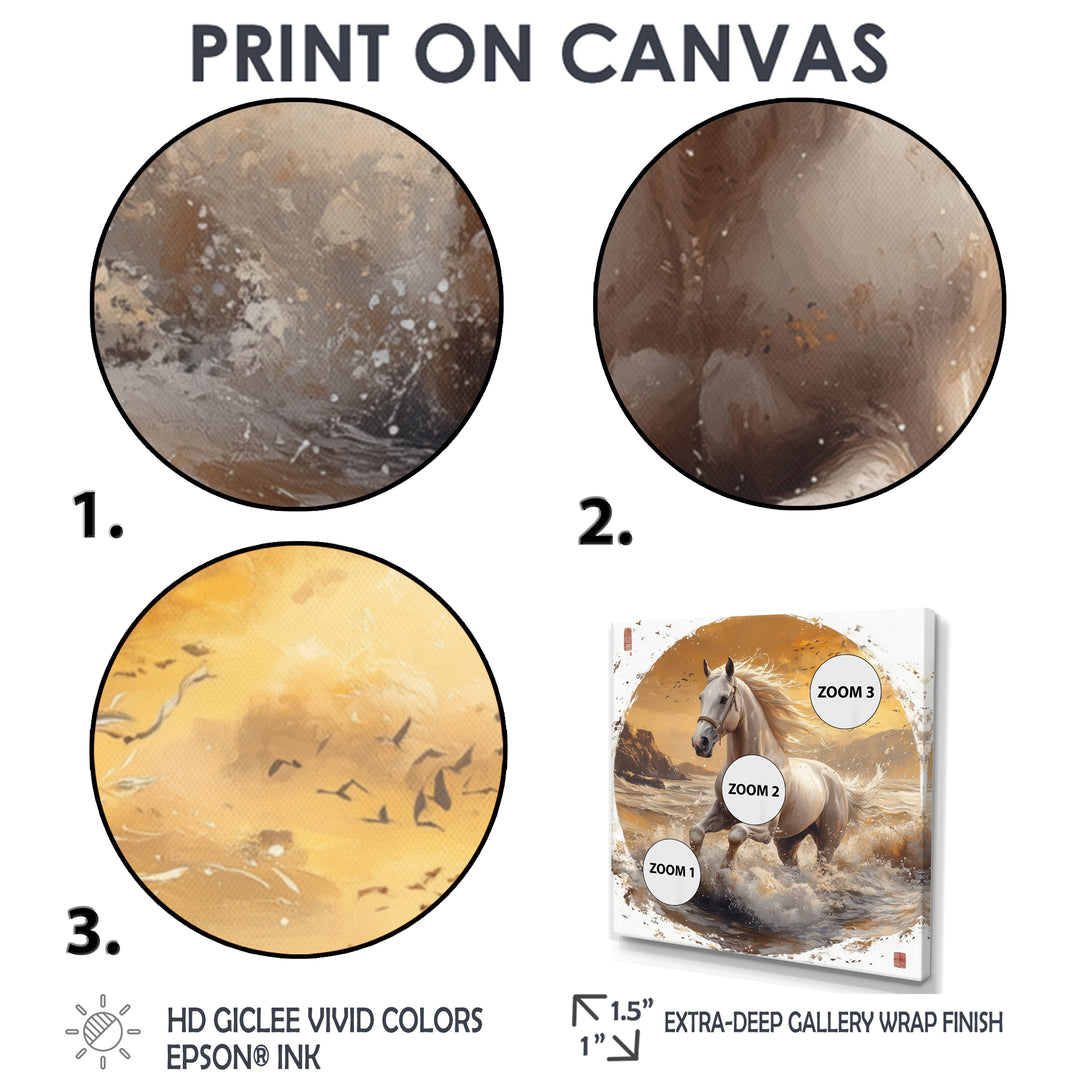 White And Gold Horse - Horse Home Decor Art