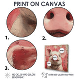 Pink And White China Pig Sign - Pig Canvas Wall Art