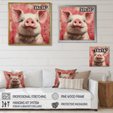 Pink And White China Pig Sign - Pig Canvas Wall Art