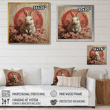 Pink Chinese Pink Sign - Rabbit Canvas Wall Art