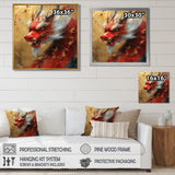 China Red And Gold Dragons Power - Dragons Framed Canvas Art