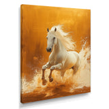 Gold And White Horse Windy Plains - Horse Large Canvas Wall Art