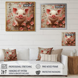 Chinese Pig Joyful Abundance - Pig Canvas Wall Art