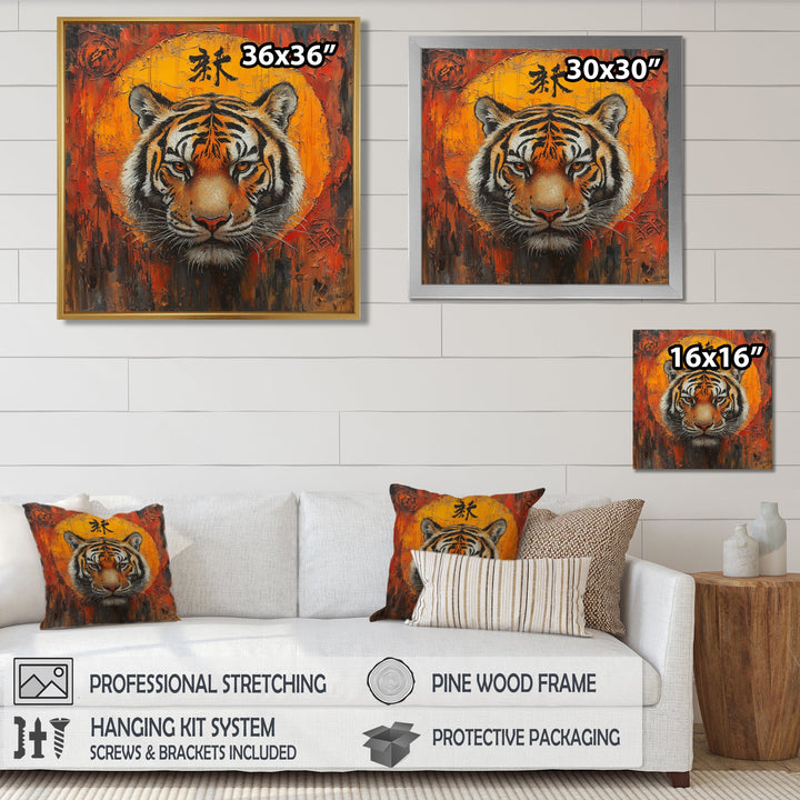 Chinese Tiger Sunset Blaze - Tiger Wall Art Prints