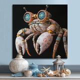 Pink And Blue Crab A Walking Robot - Crab Framed Canvas Art