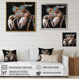 Pink And Blue Crab A Walking Robot - Crab Framed Canvas Art