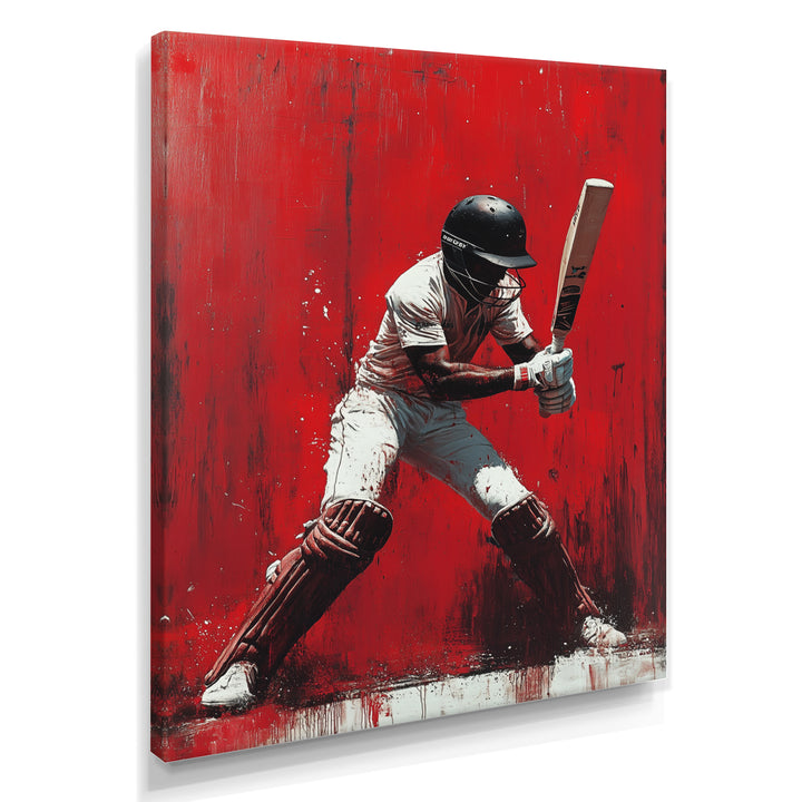 Red And Black Sport Cricket Fast Bowling I - Cricket Sport Canvas Wall Art