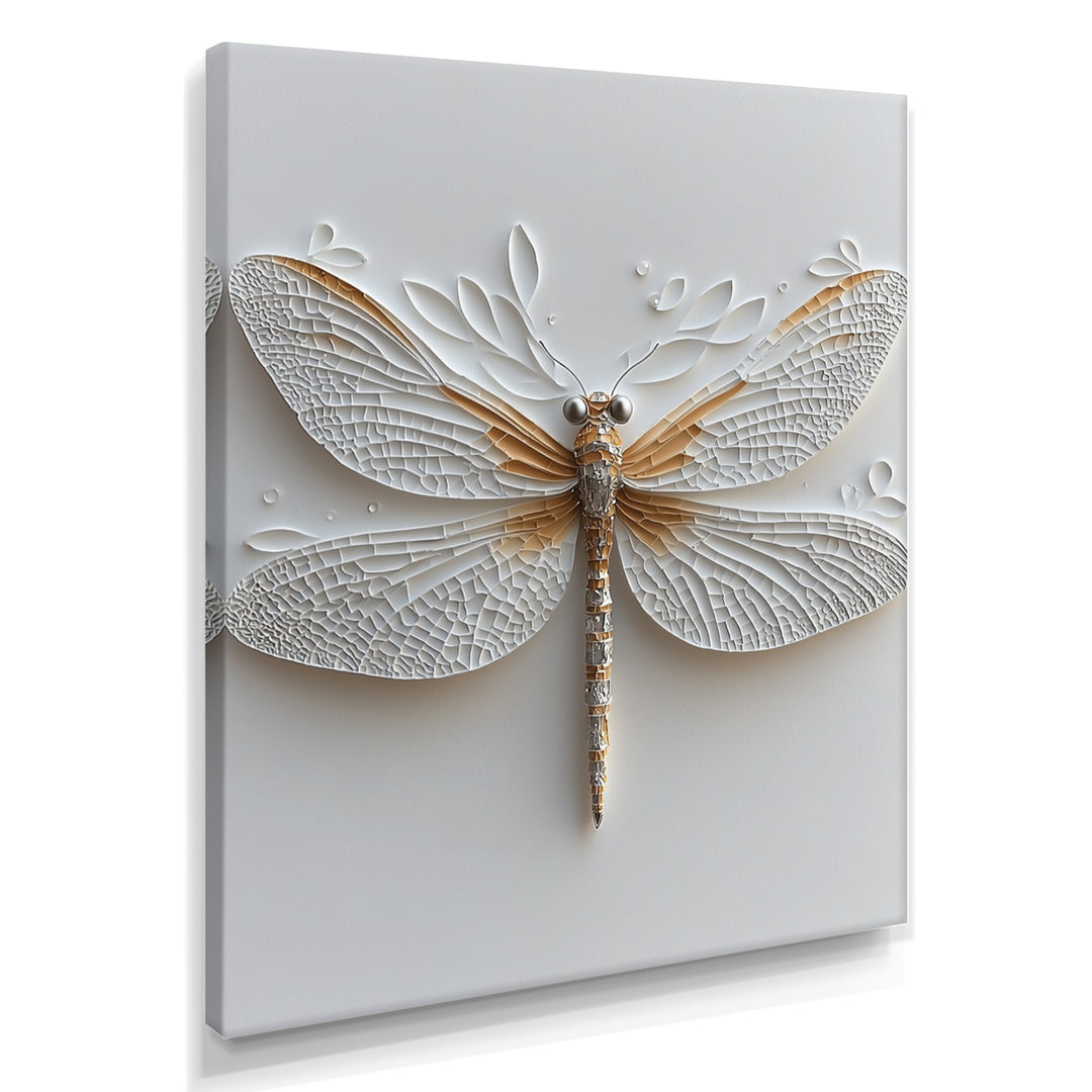 White And Gold Dragonfly Moonlit Magic - Dragonfly Bedroom Wall Art