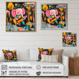 Nursery Elephant Playing Guitar - Elephant Large Canvas Wall Art