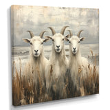 Grey And Brown Minimalism Coastal Goats - Goat Canvas Wall Art