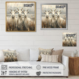 Grey And Brown Minimalism Coastal Goats - Goat Canvas Wall Art
