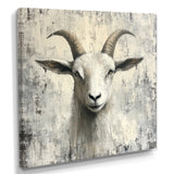 Grey And Minimalism Coastal Goats - Goat Canvas Wall Art