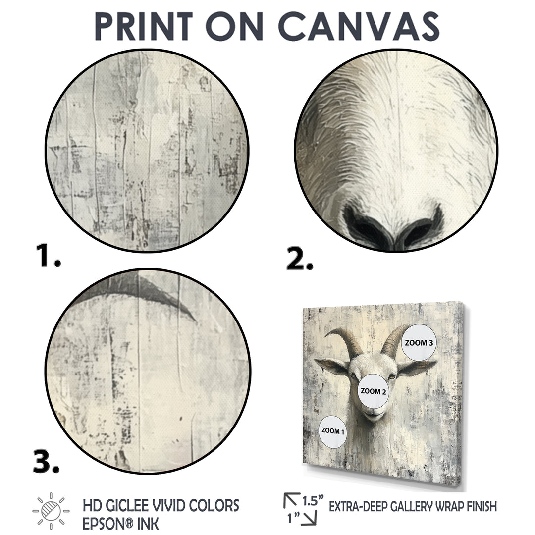 Grey And Minimalism Coastal Goats - Goat Canvas Wall Art