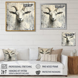 Grey And Minimalism Coastal Goats - Goat Canvas Wall Art