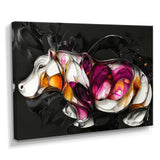 Pink Cubist Hippo Accented With Orange - Hippopotamus Wall Art Prints