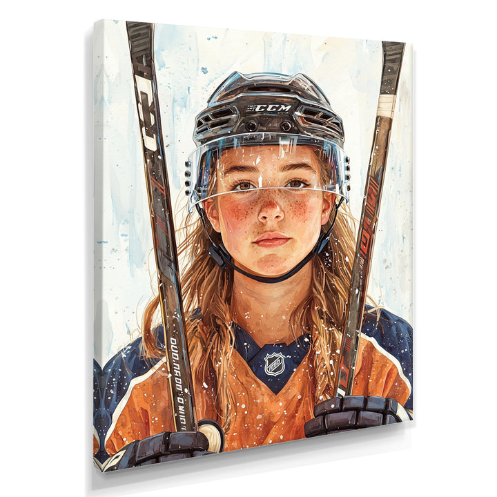 A Young Female Hockey Player - Sport Hockey Canvas Wall Art