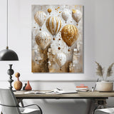 Hot Air Balloon In Gold And White Tones I - Hot Air Balloon Canvas Wall Art