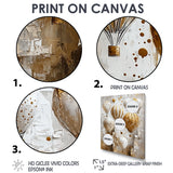 Hot Air Balloon In Gold And White Tones I - Hot Air Balloon Canvas Wall Art