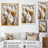 Hot Air Balloon In Gold And White Tones I - Hot Air Balloon Canvas Wall Art