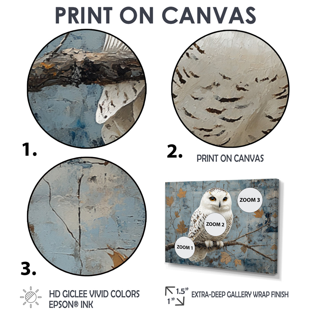 White Snowy Owl Accented With Gold - Owl Wall Art Prints