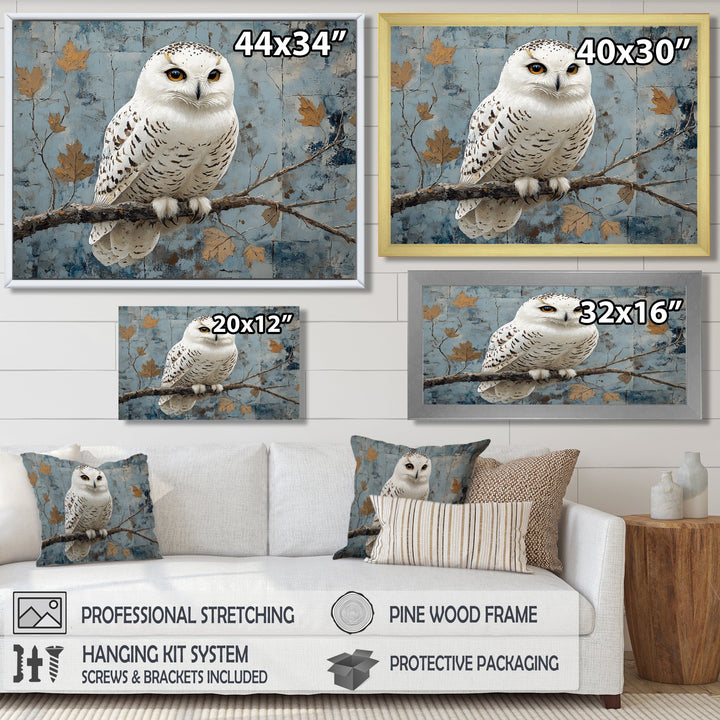 White Snowy Owl Accented With Gold - Owl Wall Art Prints