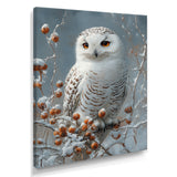 White Snowy Owl Accented With Red - Owl Wall Art Prints