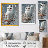 White Snowy Owl Accented With Red - Owl Wall Art Prints