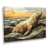 Inuit Seal In Yellow And Brown Tones - Yellow Seal Wall Art