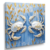 Blue White Coastal Crab Battle - Crab Wall Decor