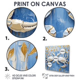 Blue White Coastal Crab Battle - Crab Wall Decor