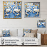 Blue White Coastal Crab Battle - Crab Wall Decor