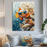 Orange Nemo Fish With Glasses In The Ocean - Fish Large Canvas Wall Art