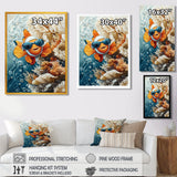 Orange Nemo Fish With Glasses In The Ocean - Fish Large Canvas Wall Art