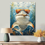 Orange Shark with Glasses In The Ocean - Shark Wall Decor
