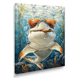 Orange Shark with Glasses In The Ocean - Shark Wall Decor