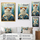 Orange Shark with Glasses In The Ocean - Shark Wall Decor