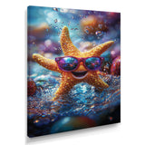 Purple Starfish With Glasses In The Ocean - Starfish Wall Decor