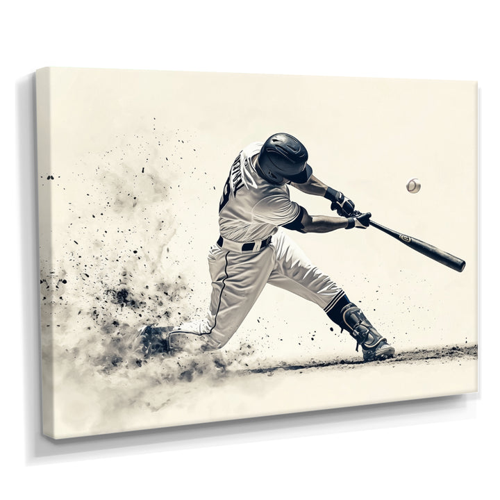Grey Baseball Minimal Swing Ii Accented With - Sport Baseball Canvas Wall Art