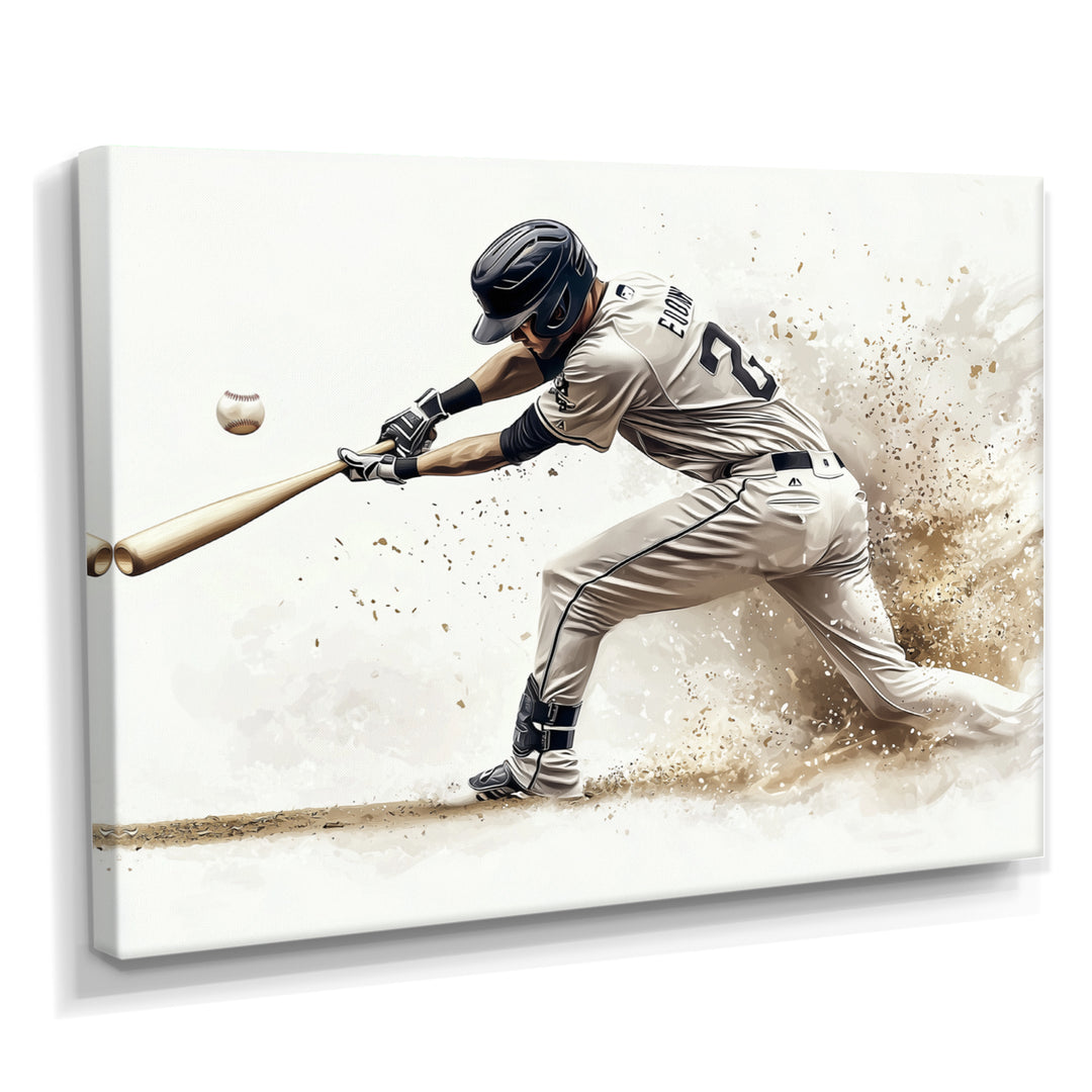 Minimal Black And White Baseball Swing I - Sport Baseball Canvas Wall Art