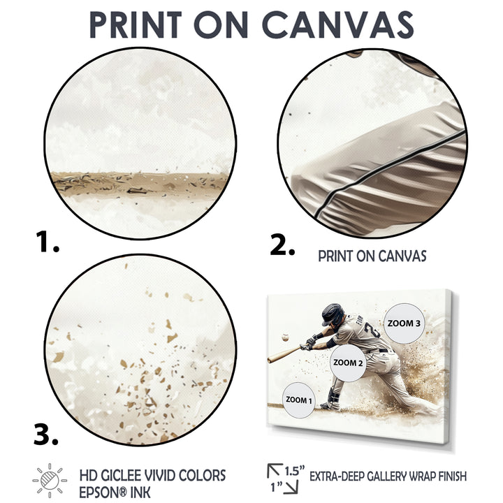 Minimal Black And White Baseball Swing I - Sport Baseball Canvas Wall Art