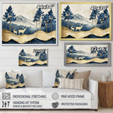 Golden Deer In Pine Tree Misty Mountain - Gold Deer Wall Art